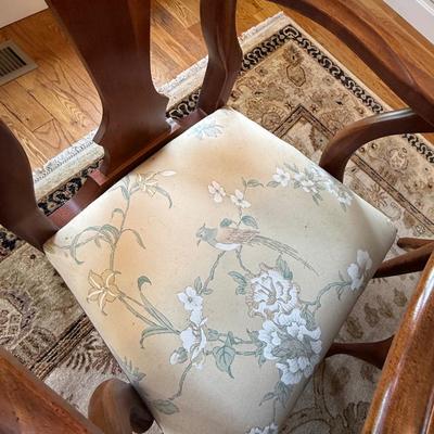 Beautiful oval dining table and 8 chairs with stunning upholstery