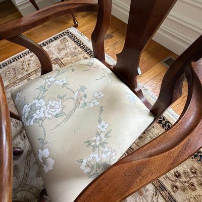 Beautiful oval dining table and 8 chairs with stunning upholstery