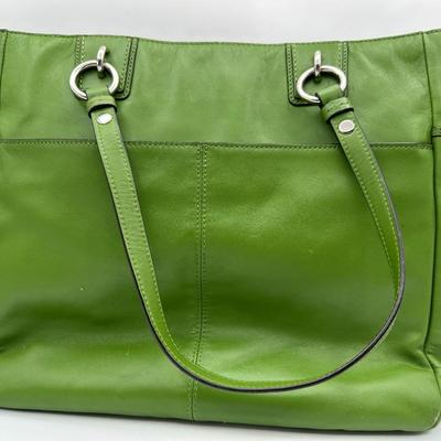 Coach Gallery Green Leather Tote Style Purse