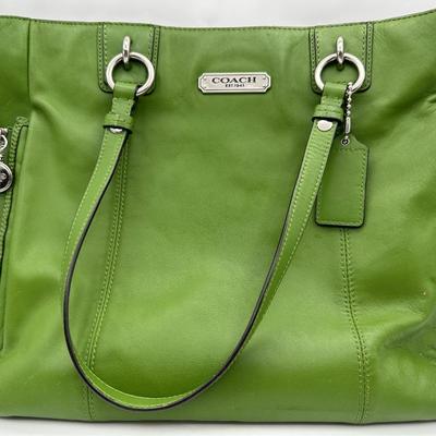 Coach Gallery Green Leather Tote Style Purse