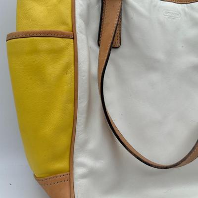 Colorblock Leather Coach Tote Style Purse