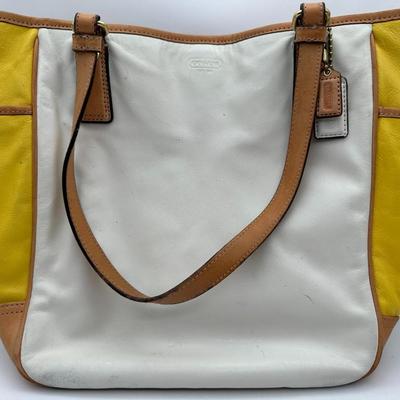 Colorblock Leather Coach Tote Style Purse