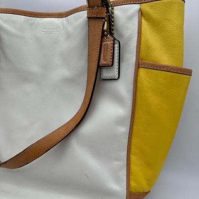 Colorblock Leather Coach Tote Style Purse