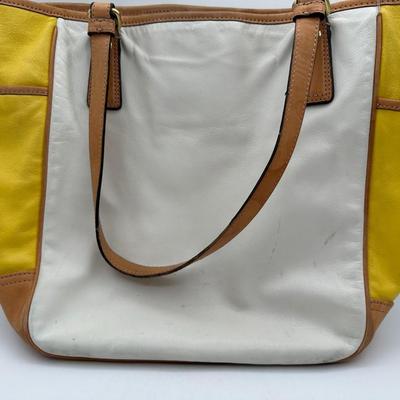 Colorblock Leather Coach Tote Style Purse