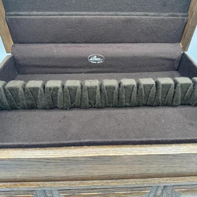 Vintage Pacific Silvercloth Flatware Storage Wood Box w/Drawer