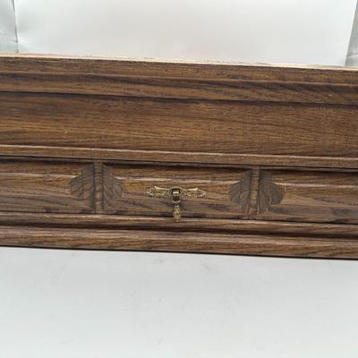 Vintage Pacific Silvercloth Flatware Storage Wood Box w/Drawer