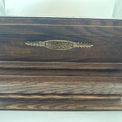 Vintage Pacific Silvercloth Flatware Storage Wood Box w/Drawer