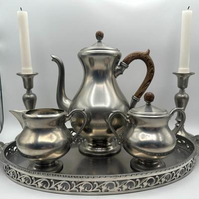 Midcentury Royal Holland Pewter Tea Set