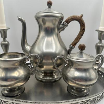 Midcentury Royal Holland Pewter Tea Set