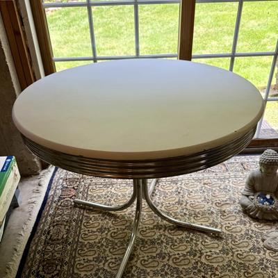 Retro chrome and white round table