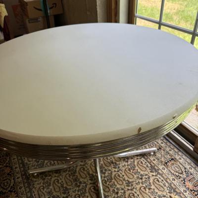 Retro chrome and white round table