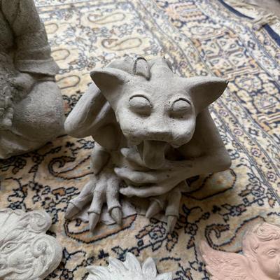 Concrete Buddha and other garden pieces