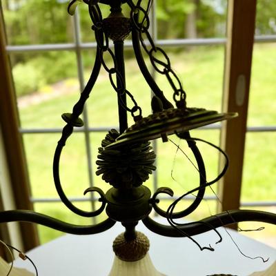 Gorgeous three light fixture with four matching sconces