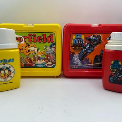 Vintage Lunch Boxes w/Thermoses Garfield and Go Bots