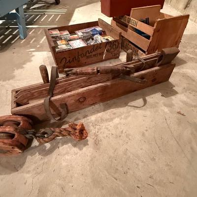 Antique tools and boxes