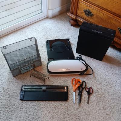 LAMINATOR. SMALL SHREDDER, PAPER CUTTER, DESK ORGANIZERS AND MORE