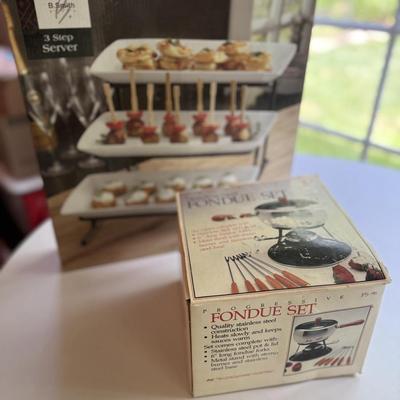 New three tray server and fondue set