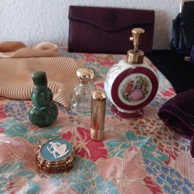 PERFUME BOTTLES, SCARVES, WALLET AND MORE