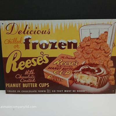 Reese’s Vintage-Style Metal Advertising Sign – “Delicious Chilled or Frozen”