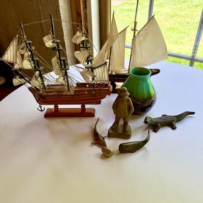 Sea related items including two model ships