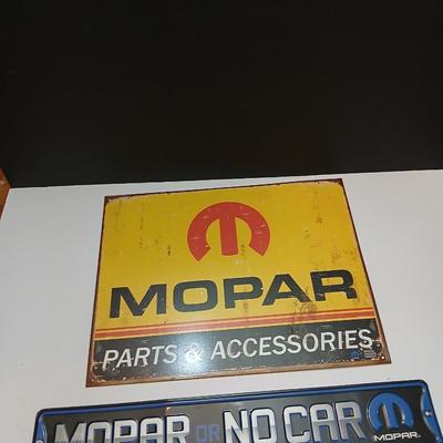 Mopar Garage Metal Sign Bundle – “Parts & Accessories” + “Mopar or No Car”