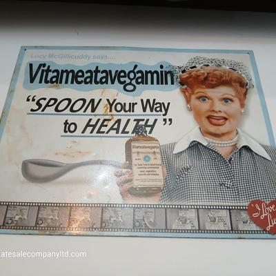 I Love Lucy Vitameatavegamin Metal Sign – Retro Tin Wall Art, 2004 Desperate Enterprises