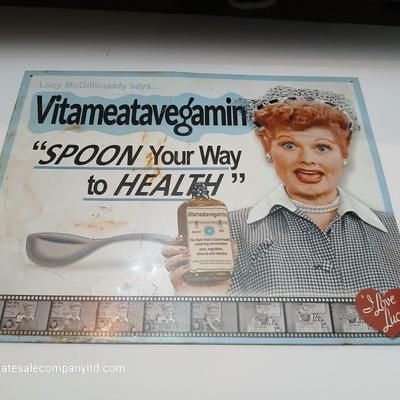 I Love Lucy Vitameatavegamin Metal Sign – Retro Tin Wall Art, 2004 Desperate Enterprises