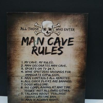 Man Cave & Patriotic Metal Sign Lot – 2-Piece Humor + Americana Decor