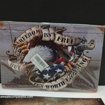 Man Cave & Patriotic Metal Sign Lot – 2-Piece Humor + Americana Decor