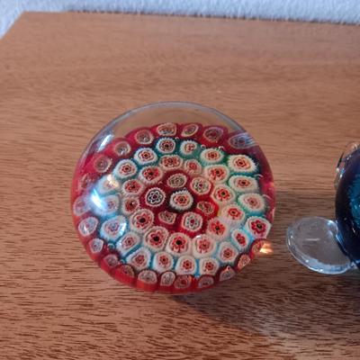 2 GLASS PAPERWEIGHTS