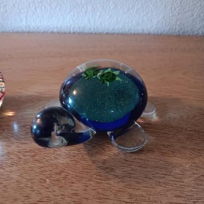 2 GLASS PAPERWEIGHTS