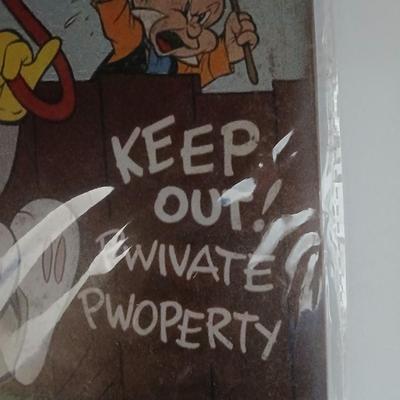 Looney Tunes Bugs Bunny Metal Sign – “Keep Out! Pwivate Pwoperty” Comic Cover Art