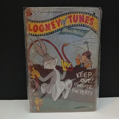 Looney Tunes Bugs Bunny Metal Sign – “Keep Out! Pwivate Pwoperty” Comic Cover Art