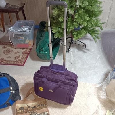 SOFT SIDED COOLER ON 2 WHEELS W/HANDLE, CARRY ON BAG ON WHEELS AND TALL BAG ON WHEELS