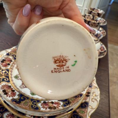 Gorgeous set of English navy, red and white china