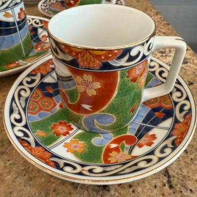Six gorgeous Asian tea cups in fun colors