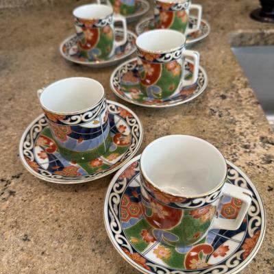 Six gorgeous Asian tea cups in fun colors