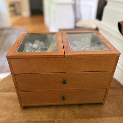 Wood jewelry box with jewelry included