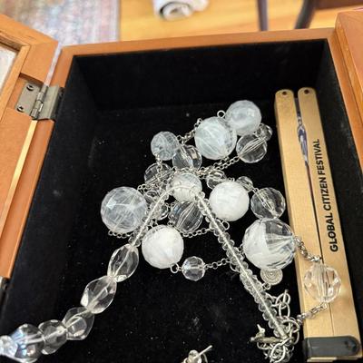 Wood jewelry box with jewelry included