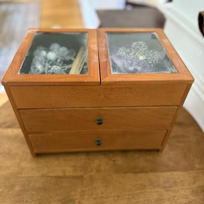Wood jewelry box with jewelry included