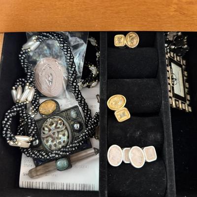 Wood jewelry box with jewelry included