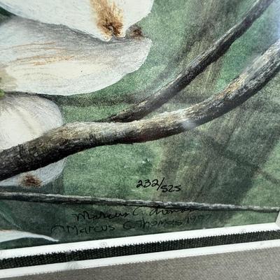 Pair of signed Marcus Thomas and numbered Cardinal artwork