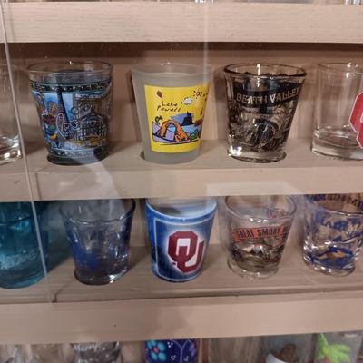 SHOT GLASS COLLECTION IN HANDMADE DISPLAY CASE