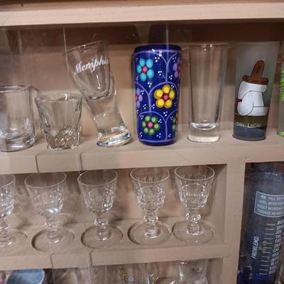 SHOT GLASS COLLECTION IN HANDMADE DISPLAY CASE