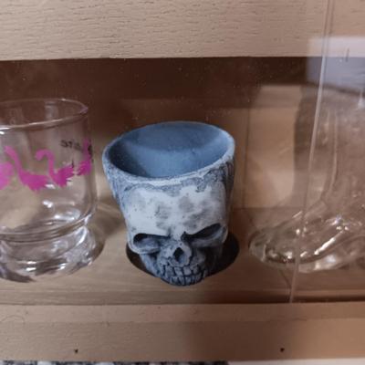 SHOT GLASS COLLECTION IN HANDMADE DISPLAY CASE