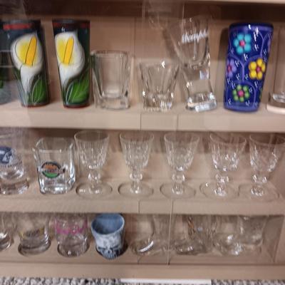 SHOT GLASS COLLECTION IN HANDMADE DISPLAY CASE