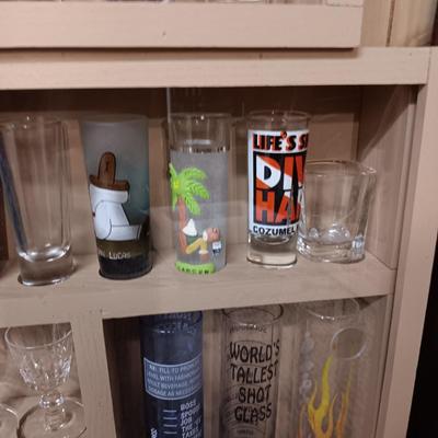 SHOT GLASS COLLECTION IN HANDMADE DISPLAY CASE