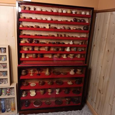 MINIATURE WOODEN VESSELS HANDMADE BY OUR CLIENT IN A HANDMADE DISPLAY CASE