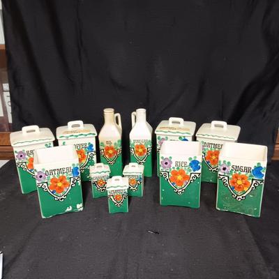 1929 HAND PAINTED KITCHEN CANISTERS FROM CZECH