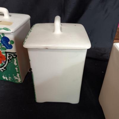 1929 HAND PAINTED KITCHEN CANISTERS FROM CZECH